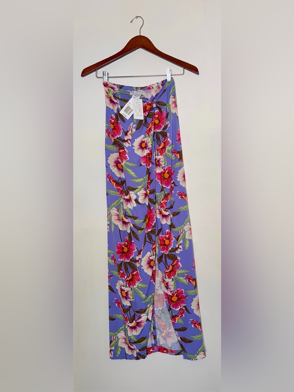 L*Space Lavender Floral Maxi Skirt with Pink & Cream Blooms